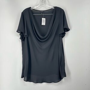 Torrid Black Draped Neck Blouse